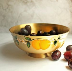 Hand Painted Brass Serving Bowl