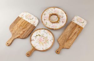 Enamel and Wood Serving Platter