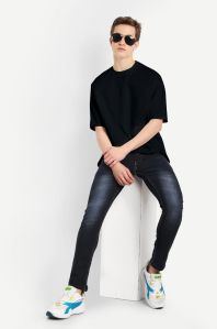 Mens Cotton plain oversized black t-shirt GSM, size S/M/L/XL/XXL