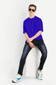 Mens Cotton plain oversized Royal blue t-shirt GSM, size S/M/L/XL/XX