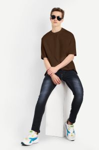 Mens Cotton plain oversized coffee t-shirt GSM, size S/M/L/XL/XXL