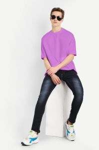 Mens Cotton plain oversized lavender t-shirt GSM, size S/M/L/XL/XXL