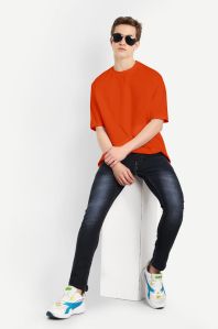 Mens Cotton plain oversized Orange t-shirt GSM, size S/M/L/XL/XXL