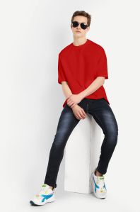 Mens Cotton plain oversized red t-shirt GSM, size S/M/L/XL/XXL