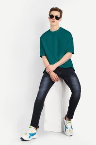 Mens Cotton plain oversized botton green 2 t-shirt GSM, size S/M/L/XL/XXL