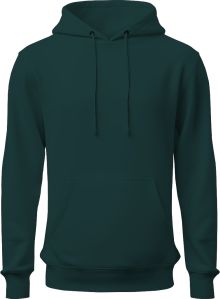 men's fleece plain botton green hoodie with 300 GSM, size S/M/L/XL