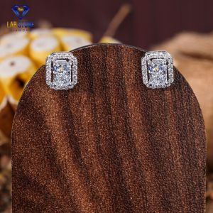 Radiant & Round Cut Diamond White Gold Stud Earrings