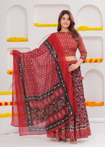 Cotton Lehenga Choli Bagru Hand Block Printed