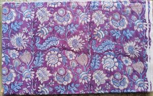 Hand block printed bagru cotton fabric