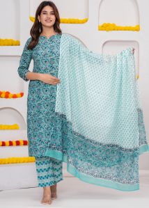 Hand block printed suit with palazzo