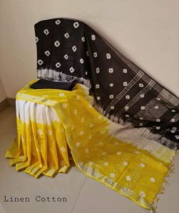 linen cotton slub shibori saree