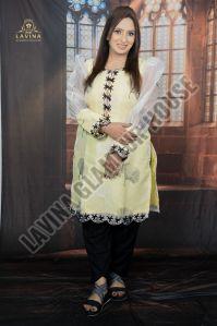 Ladies Embroidered Organza Kurta with Dhoti Pant