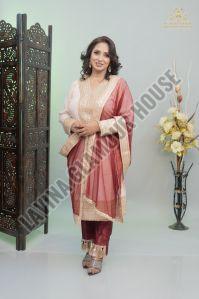 Partywear Kurta Pant Set With Dupatta