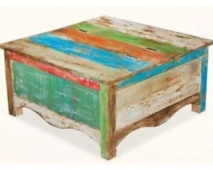 Rustic Reclaimed Wood Coffee Table with Storage