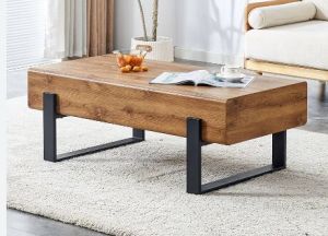 Wooden Coffee Table With Metal Legs