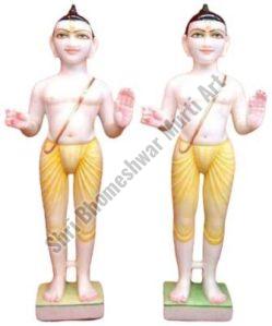 18 Inch White Marble Swami Narayan Statue