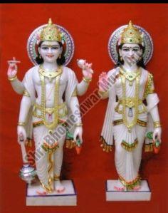 Lakshmi Narayan White Marble Statue