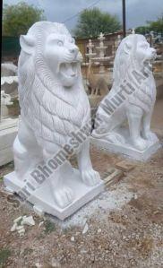 White Marble Lion Statue