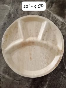 3 Compartment 12 Inch Round Areca Leaf Plate