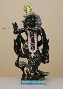 Black Stone Krishna Statue