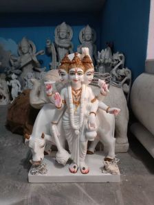 Marble Dattatreya Trimukh Statue