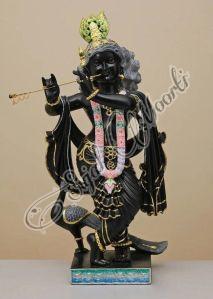 Black Stone Krishna Statue