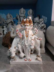 Marble Dattatreya Trimukh Statue