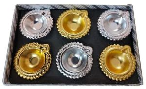 Decorative Metal Diya Set