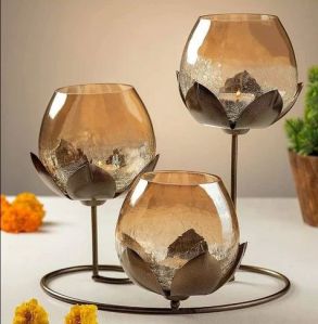 Metal & Glass Tealight Candle Holder