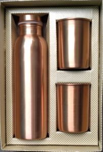 Copper Bottle With Double Glass Set