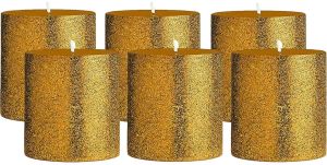 Glitter round pillar candle