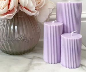 Ribbed pillar candle