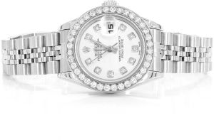 Rolex Oyster Perpetual Datejust Anti-Flash White Dial with - 26.00 mm Silver Tone Stainless - 3ctw