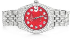 Rolex Oyster Perpetual Datejust Deep Carmine Pink Mother-of-Pearl 31.00 mm Diamond Studded Luxurious