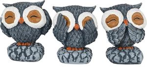 Antique Finish Set of 3 Owl Showpiece