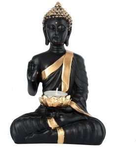 Blessing Black Buddha Diya Statue