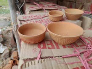 Round clay bowl