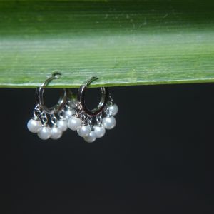 Charming Silver Bali Earrings with Dangling Pearls