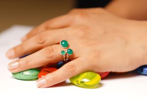 Green Emerald Silver Ring