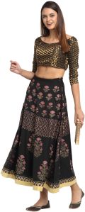 Ladies Rayon Black Printed Skirt