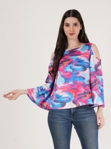 Ladies Chiffon Cold Shoulder Top