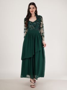 Ladies Dark Green Cotton Gown