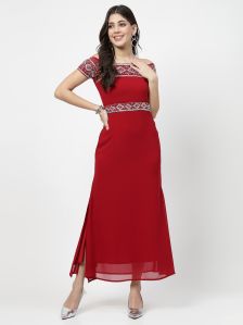 Ladies Embroidery Off Shoulder Gown