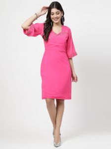 Ladies Pink One Piece Dress