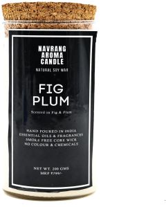 Fig Plum Scented Glass Candle Jar with Wooden Lid