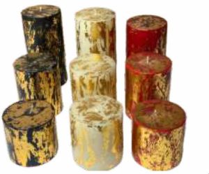 Golden Work Designer Pillar Candle