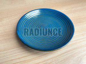 1009 Peacock Blue Narrow Lines Side Plate