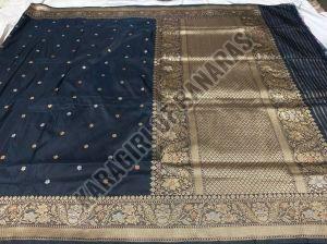 Black Cotton Khadi Saree