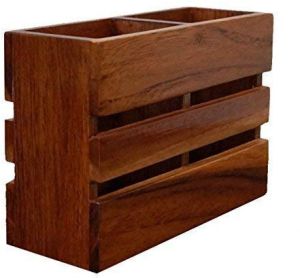 2 Compartment Wooden Cutlery Holder