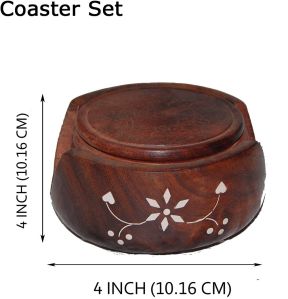 Brown Wooden Tea Coaster Set